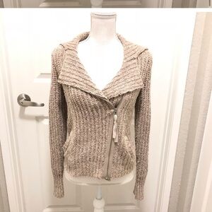Free people knit cream beige long sleeve motto jacket sweater